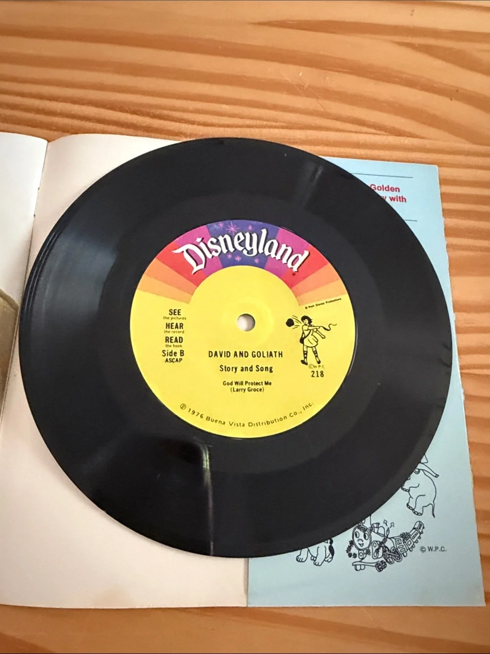 Vintage 1976 Disneyland David and Goliath Little Golden Book & Record 218